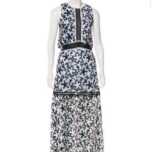 Self-Portrait blue and multicolor floral lace maxi dress